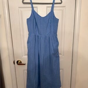 Blue and White Striped Midi Dress Preppy Size Large Old Navy Summer